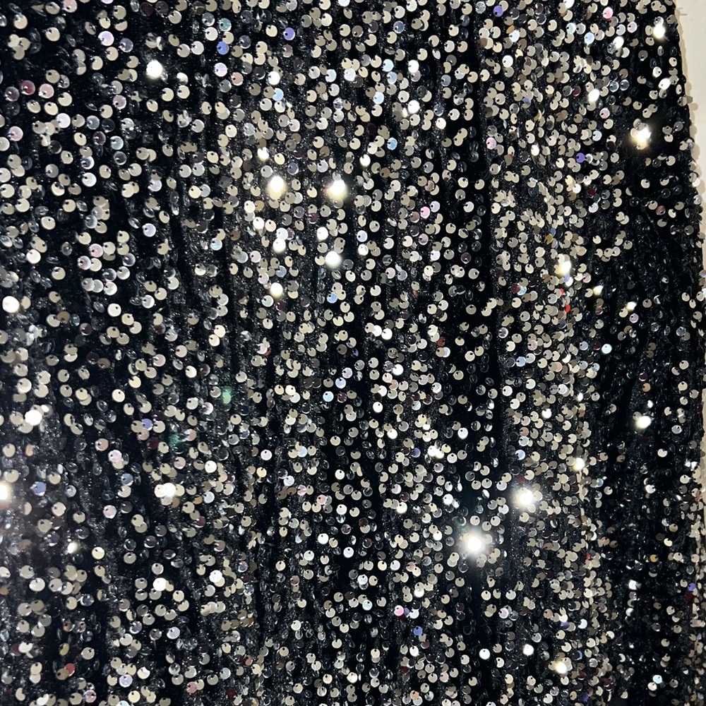 Nanette Lepore Sparkling Sequin Black Bomber Jacket - Picture 5 of 9